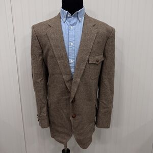 VTG John Weitz 54R Brown Suede Elbow Leather Dome 2-Button Tweed Sports Coat